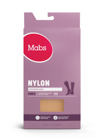 Mabs Nylon Knestrømpe Klasse 1, Small, sand, 1 par