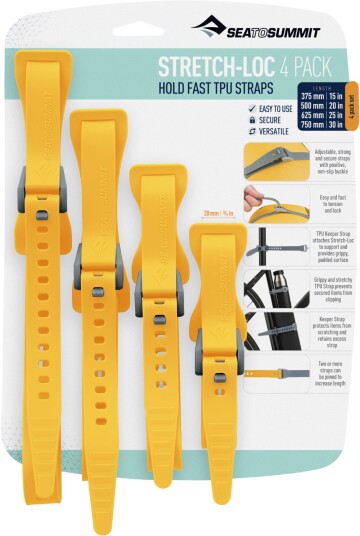 Sea To Summit Stretch-loc 4pk, 20mm Assortert, Yellow