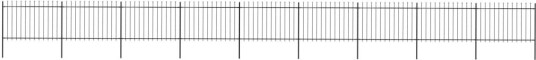  Hagegjerde med spydtopp stål 15,3x1,2 m svart
