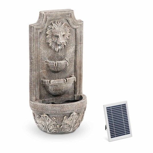 hillvert Solar Garden Fountain Lion Head Cascade 3 Levels LED-belysning 10090528