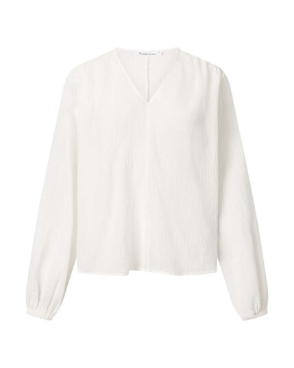 Knowledge Cotton Cotton Crepe A-Shape Volume Sleeved Shirt W 1334 snøw White (Storlek M)