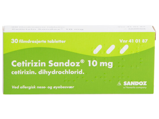 Cetirizin Sandoz 10mg 30 tabletter