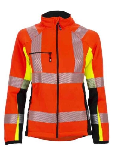 BS Gjøvik Fleecejakke, HiVis kl.2 Dame, Str. XL, Rød/Sort