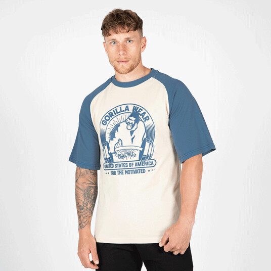 Logan Oversized T-Shirt, Beige/Blue Beige/Blå XXX-large