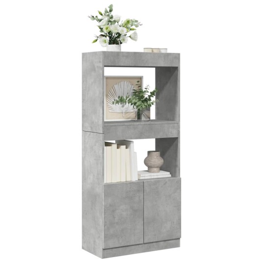 Highboard betonggrå 63x33x140 cm konstruert tre