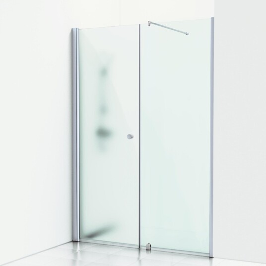 Svedbergs Skoga Dusjnisje Rett Kombi (Vegg+dør) Matt Aluminium / 140cm Frostet Glass