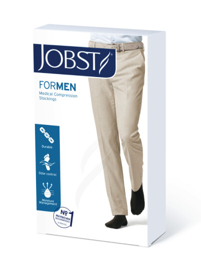 JOBST for Men lårstrømpe, Klasse 1, large, sort, 1 par