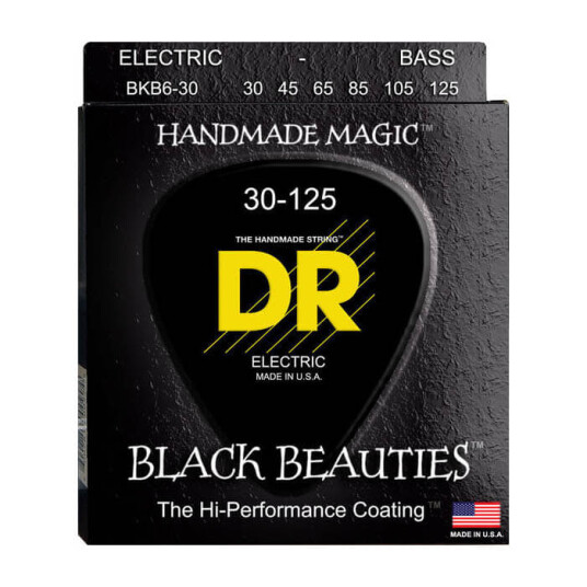 DR Strings BKB6-30 Svart Beauties 6-strengs bass-strenger, 030-125