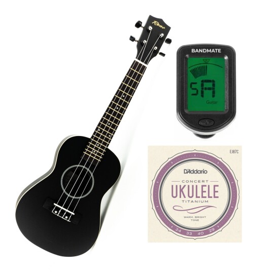 Reno RU300 Grand Concert Ukulele svart startpakke