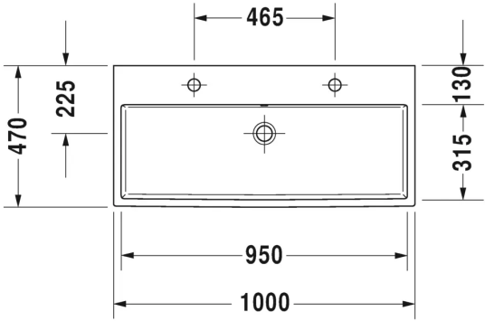 Duravit Vero Air Møbelservant 1000x470 mm, 2 blanderhull, Wondergliss