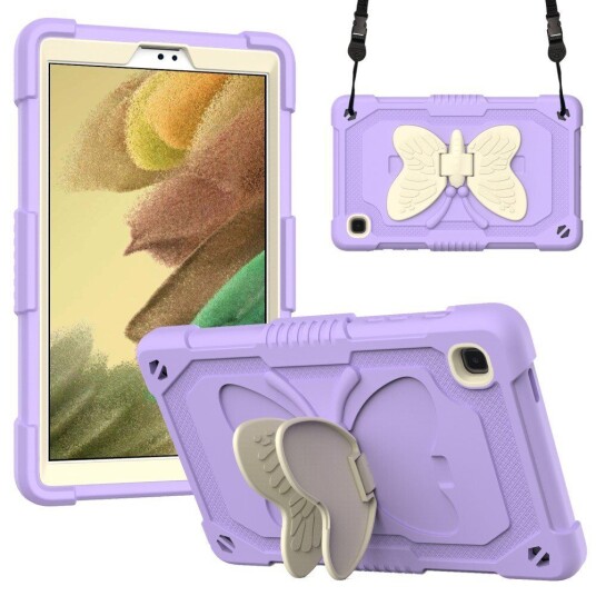 INCOVER Samsung Galaxy Tab A7 Lite Butterfly Kickstand Barnedeksel - Grå / Lilla