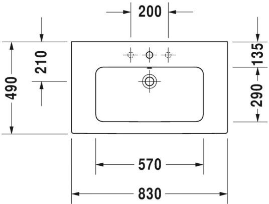 Duravit Me By Starck Møbelservant 830x490 mm, uten bl.hull, Wondergliss