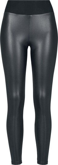 Urban Classics Leggings - Ladies Faux Leather High Waist Leggings - XS til 5XL - Damer - svart