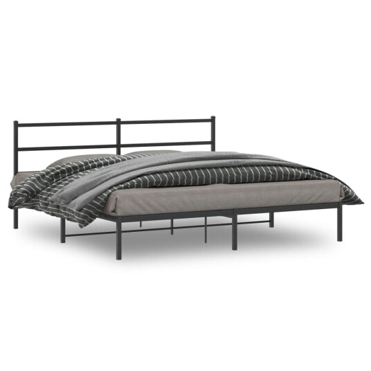 vidaXL Sengeramme i metall med sengegavl svart 183x213 cm 8721012302679