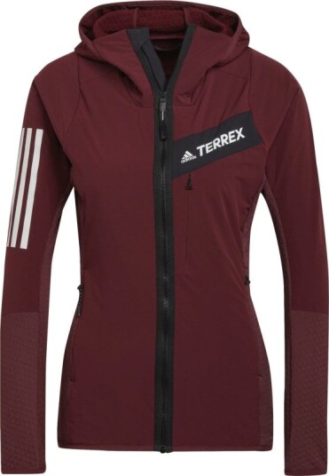 Adidas Women's Techrock Flooce Wind Hooded Jacket R?d XS Woman