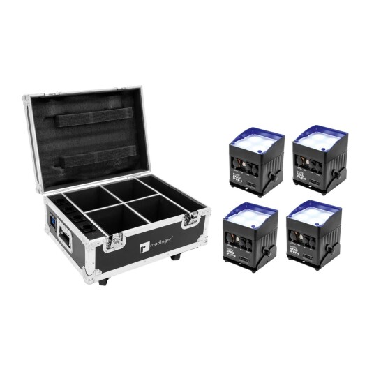 EuroLite Set 4x Akku Ip Up 4 Qcl Spot Quickdmx & Flightcase With Charging Func