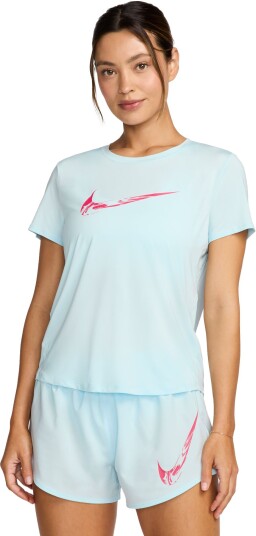 Nike One Swoosh Dri-FIT SS Tee Dame Glacier Blue/Aster Pink S