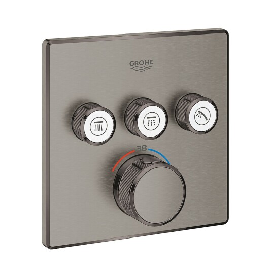 Grohe Grohtherm SmartControl Termostat Med 3 uttak, Brushed Hard Graphite