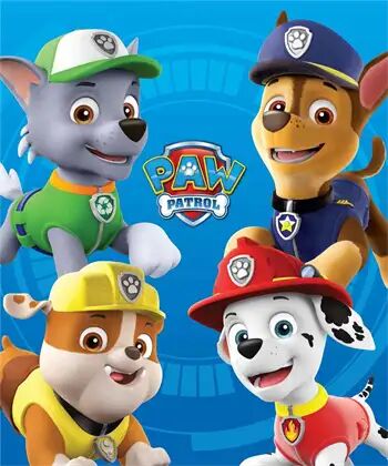 Borg Living Barneteppe - Paw Patrol - De fire valpevennene - 100x140 cm - Mykt fleeceteppe -