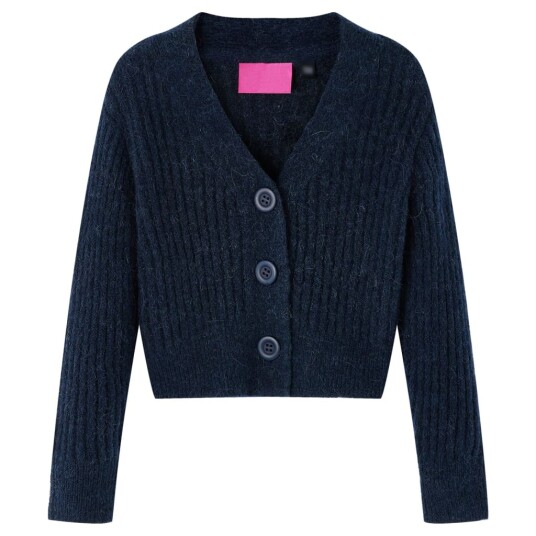 vidaXL Cardigan for barn strikket marineblå 128