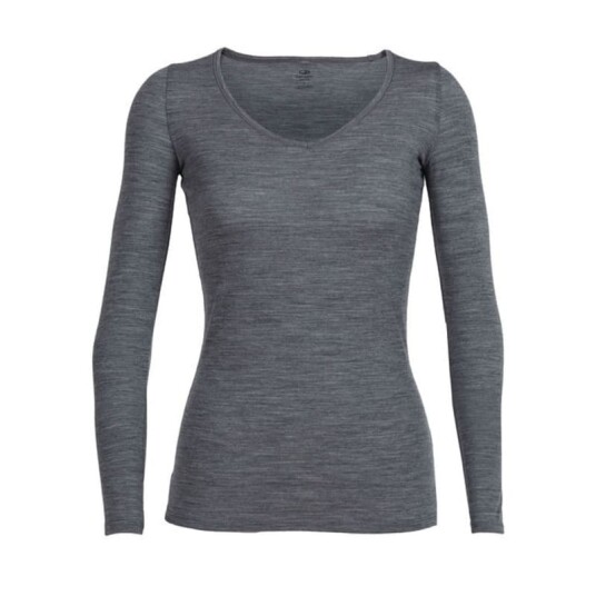 Icebreaker Womens Siren Longsleeve Sweetheart L, Gritstone Hthr