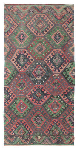 Håndknyttet. Opphav: Turkey Håndvevd Kelim Vintage Tyrkiske Teppe 155X310 Vintage Ullteppe Rød/Grå Lite Teppe