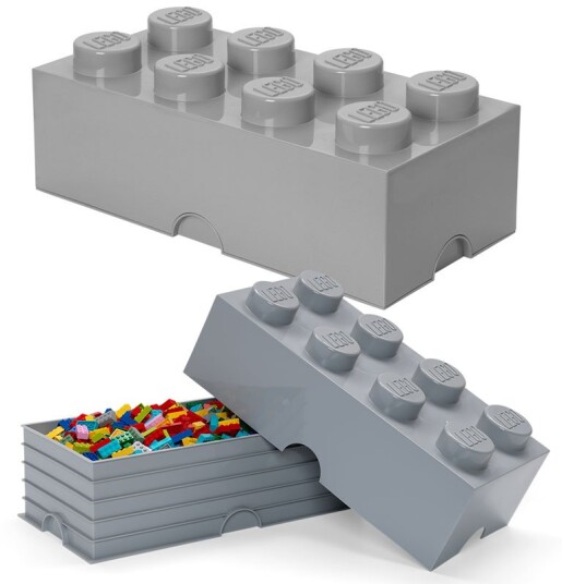 LEGO Storage Brick 8 oppbevaringsboks med lokk 50 x 25 cm medium stone grey design collection