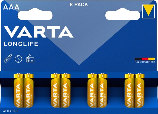 Varta Longlife AAA batteri (8-pakk)