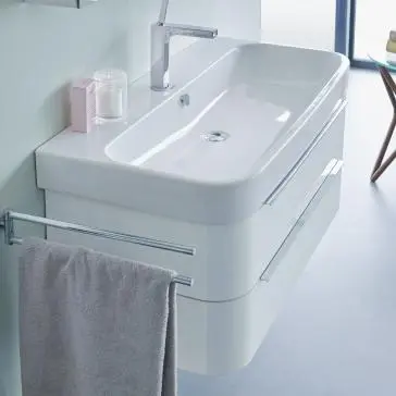 Duravit Happy D.2 Møbelservant 600x505 mm, 1 blanderhull, Wondergliss