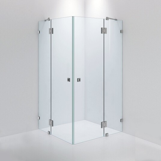 INR Iconic Nordic Rooms Dusjhjørne ARC 16 Måltilpasset Brushed Stainless / Timeless Klart Glass