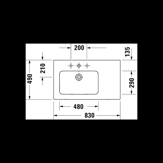 Duravit Me By Starck Møbelservant 830x490 mm, 1 blanderhull, Hvit Matt