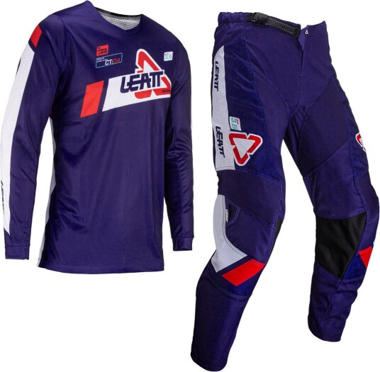 Leatt 3.5 Ride 2024 Motocross Jersey og bukser Set S Svart Hvit Blå