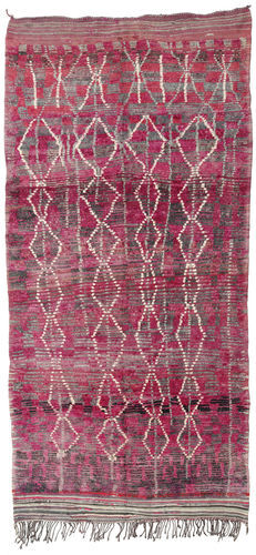 Håndknyttet. Opphav: Morocco Ekte Teppe Berber Moroccan - Mid Atlas 180X380 Teppeløpere Rød/Mørk Rosa (Ull, Marokko)