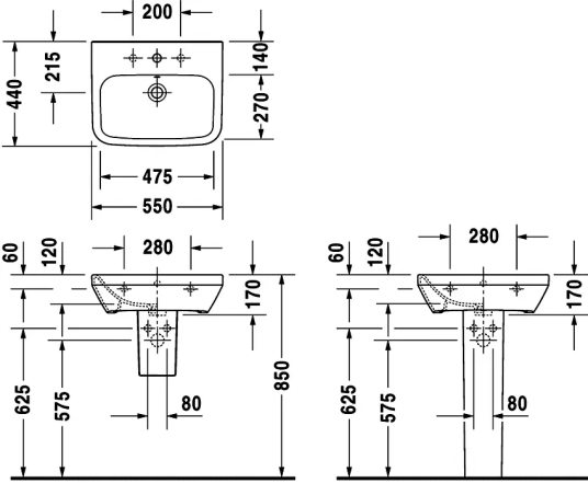 Duravit DuraStyle servant, 55x44 cm, hvit