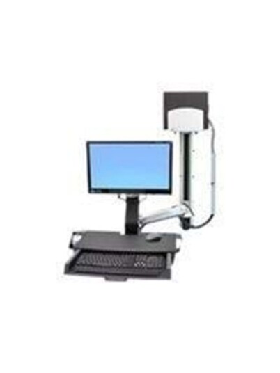 Ergotron StyleView Sit-Stand Combo System with Worksurface and Medium Silver CPU Holder