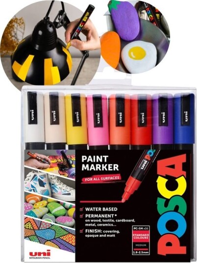 POSCA PC-5M Marker 16 vannbaserte tusjer 1,8-2,5 mm