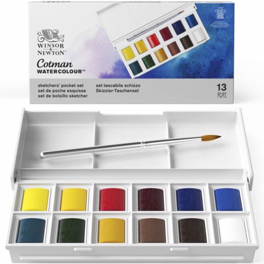 Winsor & Newton Cotman Akvarellmaling Sketchers Pocket Box 12 ½  koppar