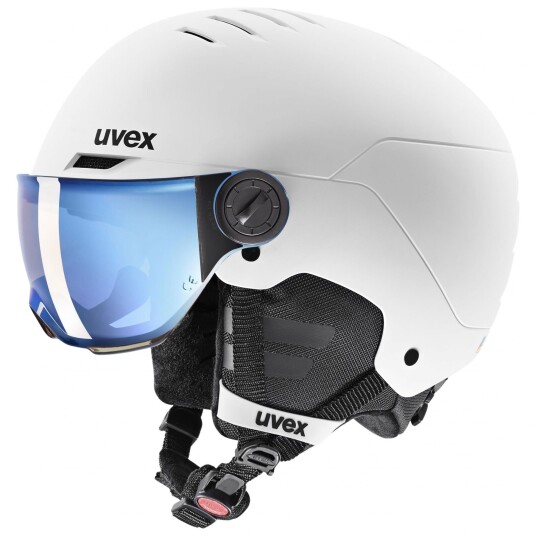 Uvex Rocket JR Visor, Skihjelm med visir, Junior, White/Black Mat 54-58cm