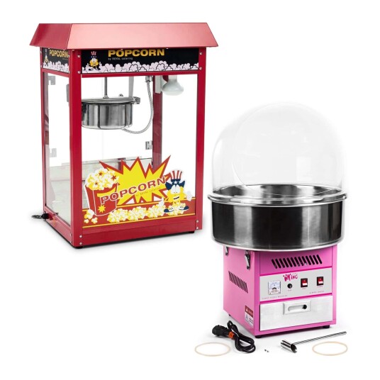 Royal Catering Profesjonell popcornmaskin og sukkerspinnmaskin - 1,600 W / 1,200 W - beskyttelsesdeksel 18000001