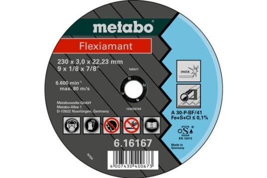 Metabo 616299000, Kutteskive, Flatt Senter, Rustfritt Stål, Metabo, 2,22 Cm, 18 Cm