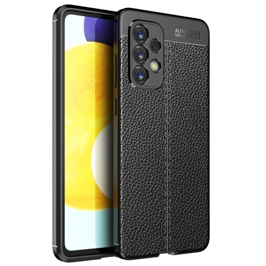 INCOVER Samsung Galaxy A73 (5G) Fleksibelt Plast Deksel Litchi Tekstur - Svart