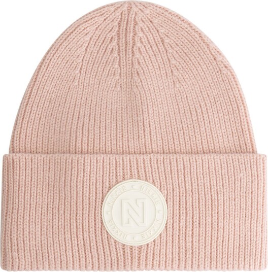 Nikkie Round Patch Beanie Dame Silver Pink OS