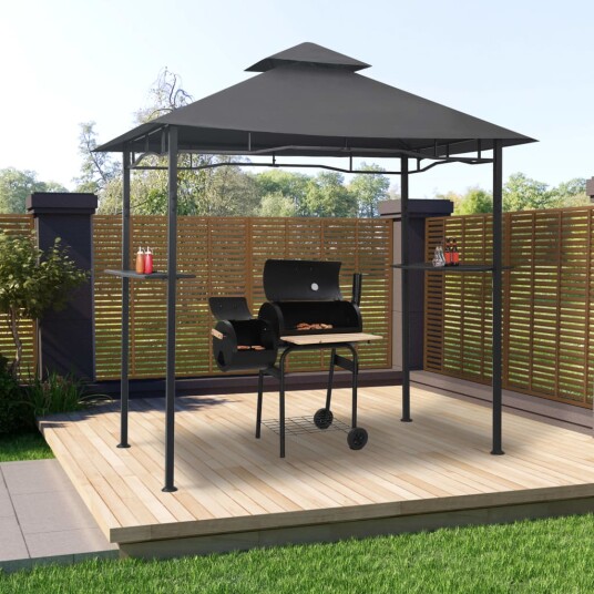 vidaXL Paviljong til grilling 240x150x255 cm antrasitt stål