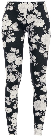 Urban Classics Leggings - Ladies Flower Leggings - XS til 5XL - Damer - svart