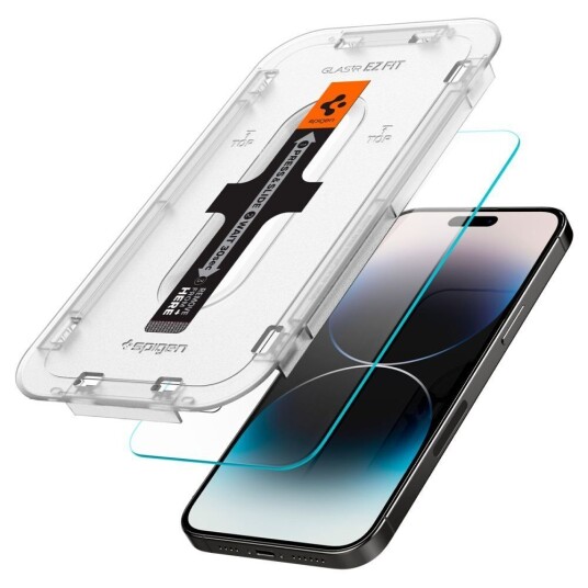 Spigen iPhone 14 Pro Max Spigen EZ Fit Glas.tR Skjermbeskytter 2. Stk - Case Friendly - Gjennomsiktig