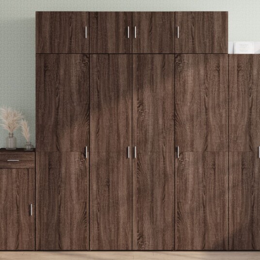  Highboard brun eik 80x42,5x185 cm konstruert tre