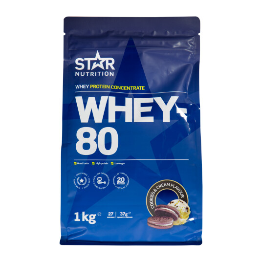 Star Nutrition Whey-80, proteinpulver 1000g Cookies&Cream