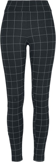 Urban Classics Leggings - Ladies Check High Waist Leggings - XS til 5XL - Damer - svart-hvit