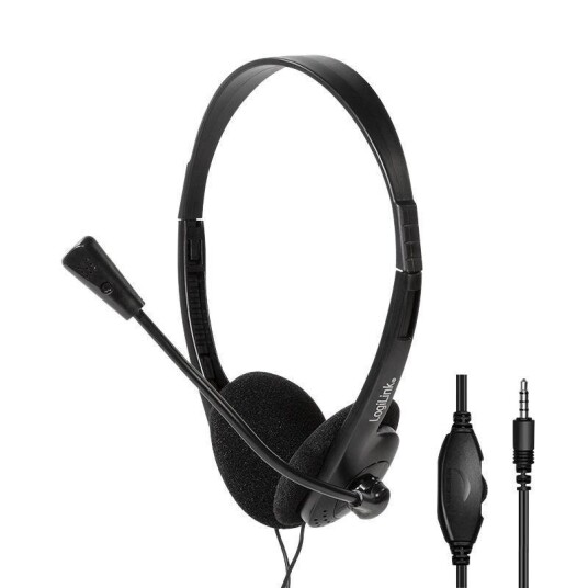 LogiLink Stereo-Headset, 1x 3,5-mm-Klinke Bügelmikro Eco-Box