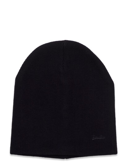 Superdry Knitted Logo Beanie Hat Black Superdry BLACK ONE SIZE